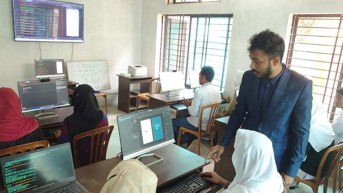 Young people in training at OIST